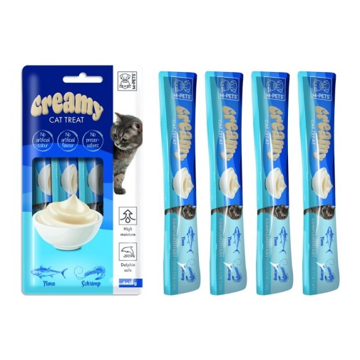 Snack cremoso para gatos adultos sabor atún y gambas