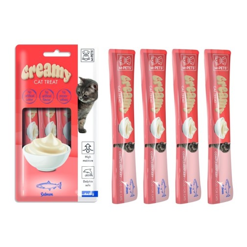 Snack cremoso de salmón para gatos adultos