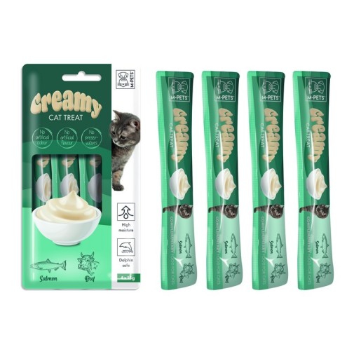 Snack cremoso de Salmón y ternera para gatos adultos