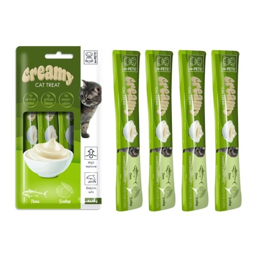 Snack cremoso sabor vieiras y atún para gato adulto